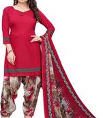 Red printed crepe salwar