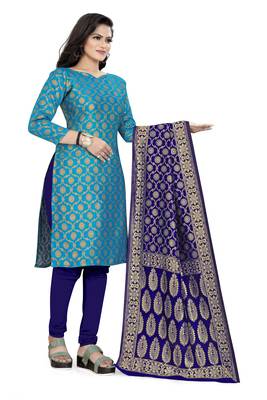 Sky-blue woven banarasi silk salwar 4