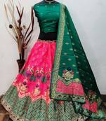 Pink Banarasi Brocade silk Lehenga Choli with pure zari work Semi Stitched