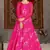 Deep pink metallic foilage Taffeta Evening Long Gown