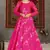 Deep pink metallic foilage Taffeta Evening Long Gown