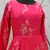 Deep pink metallic foilage Taffeta Evening Long Gown