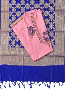 Pink hand embroidery cotton poly salwar