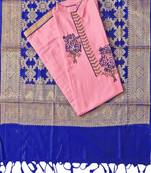 Pink hand embroidery cotton poly salwar