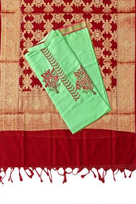 Green hand embroidery cotton poly salwar 1