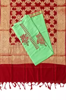Green hand embroidery cotton poly salwar