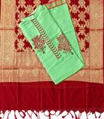 Green hand embroidery cotton poly salwar