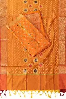 Yellow woven jacquard salwar