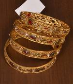 Stone Embellished Copper Made Gheru Bangles BD461