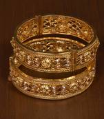 Stone Embellished Copper Made Gheru Adjustable Bangles BD463