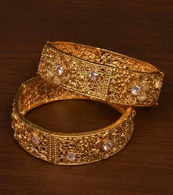 Stone Embellished Copper Made Gheru Bangles BD465 1
