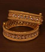 Stone Embellished Copper Made Gheru Adjustable Bangles BD466