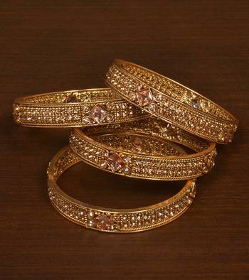 Stone Embellished Copper Made Gheru Bangles BD467 1