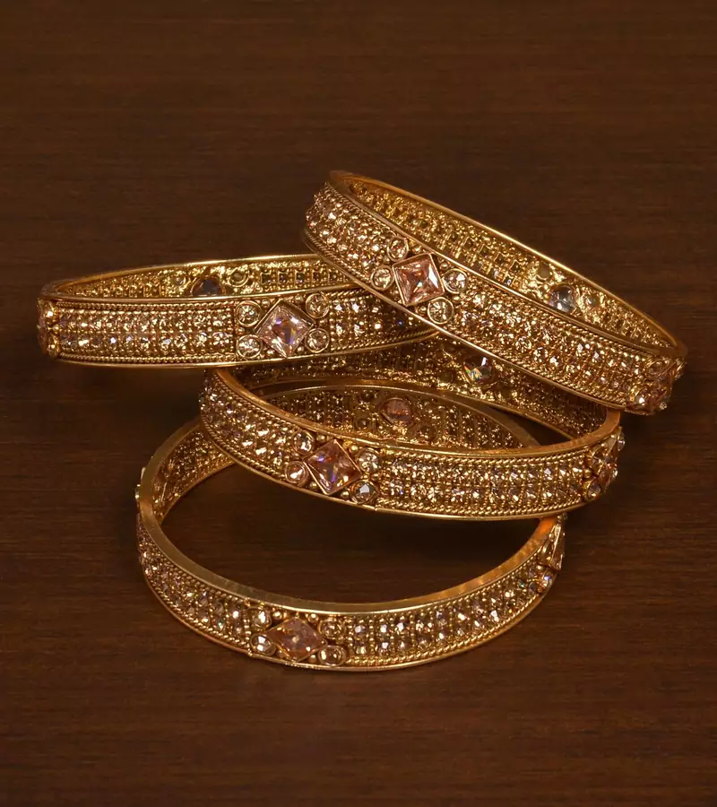 Stone Embellished Copper Made Gheru Bangles BD467
