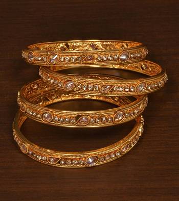 Stone Embellished Copper Made Gheru Bangles BD468 1