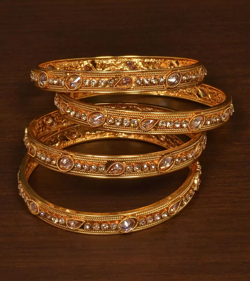 Stone Embellished Copper Made Gheru Bangles BD468