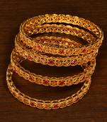 Stone Embellished Copper Made Gheru Bangles BD477