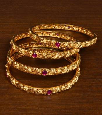 Stone Embellished Copper Made Gheru Bangles BD478 1