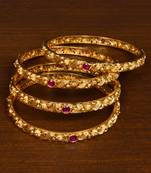 Stone Embellished Copper Made Gheru Bangles BD478