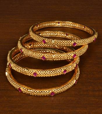 Stone Embellished Copper Made Gheru Bangles BD479 1