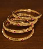 Stone Embellished Copper Made Gheru Bangles BD479