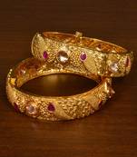 Stone Embellished Copper Made Gheru Adjustable Bangles BD480