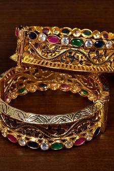 Semi Precious Stone Embellished Adjustable Designer Bangles BD482