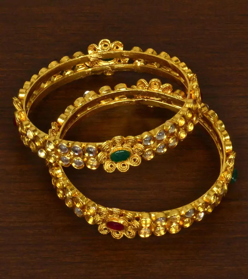 Kundan and Stone Embellished Designer Bangles BD483