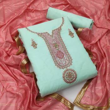 Sky-blue embroidered chanderi salwar 1