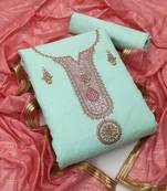 Sky-blue embroidered chanderi salwar