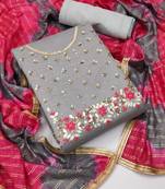 Grey hand embroidery chanderi salwar