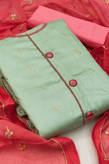 Olive embroidered chanderi salwar