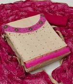 Beige hand embroidery cotton poly salwar