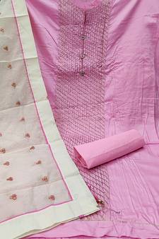 Pink embroidered chanderi salwar