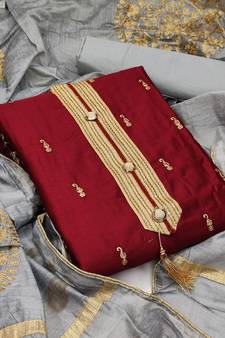 Maroon embroidered chanderi salwar