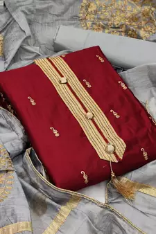 Maroon embroidered chanderi salwar