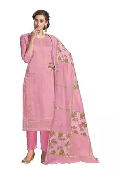 Pink hand embroidery chanderi salwar