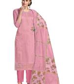 Pink hand embroidery chanderi salwar