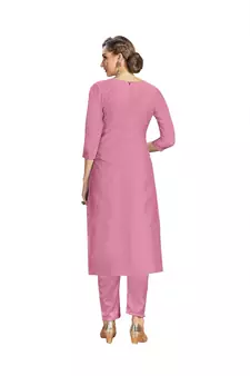 Pink hand embroidery chanderi salwar