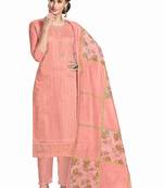 Light-pink hand embroidery chanderi salwar