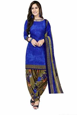 Dark-blue printed crepe salwar 1