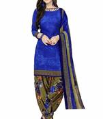 Dark-blue printed crepe salwar