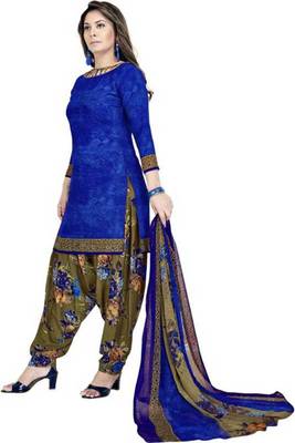 Dark-blue printed crepe salwar 2