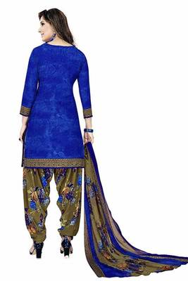 Dark-blue printed crepe salwar 3
