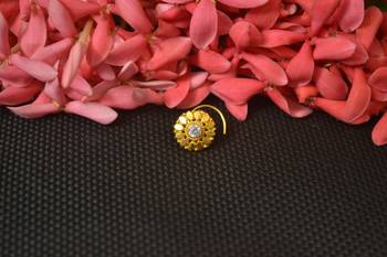Designer Gold cubic zirconia nose ring or Nose Pin 1
