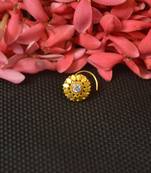 Designer Gold cubic zirconia nose ring or Nose Pin