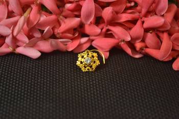 Elite bejeweled designer Big gold diamond nose ring or nose pin 1