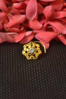 Elite bejeweled designer Big gold diamond nose ring or nose pin