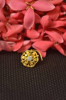 Allure charming designer gold diamond nose ring or nose pin