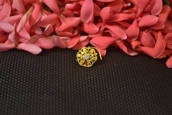 Allure charming designer gold diamond nose ring or nose pin 2